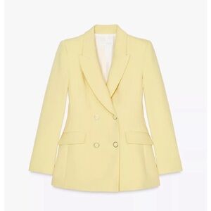 Zara Light Yellow Double-Breasted Blazer M Medium